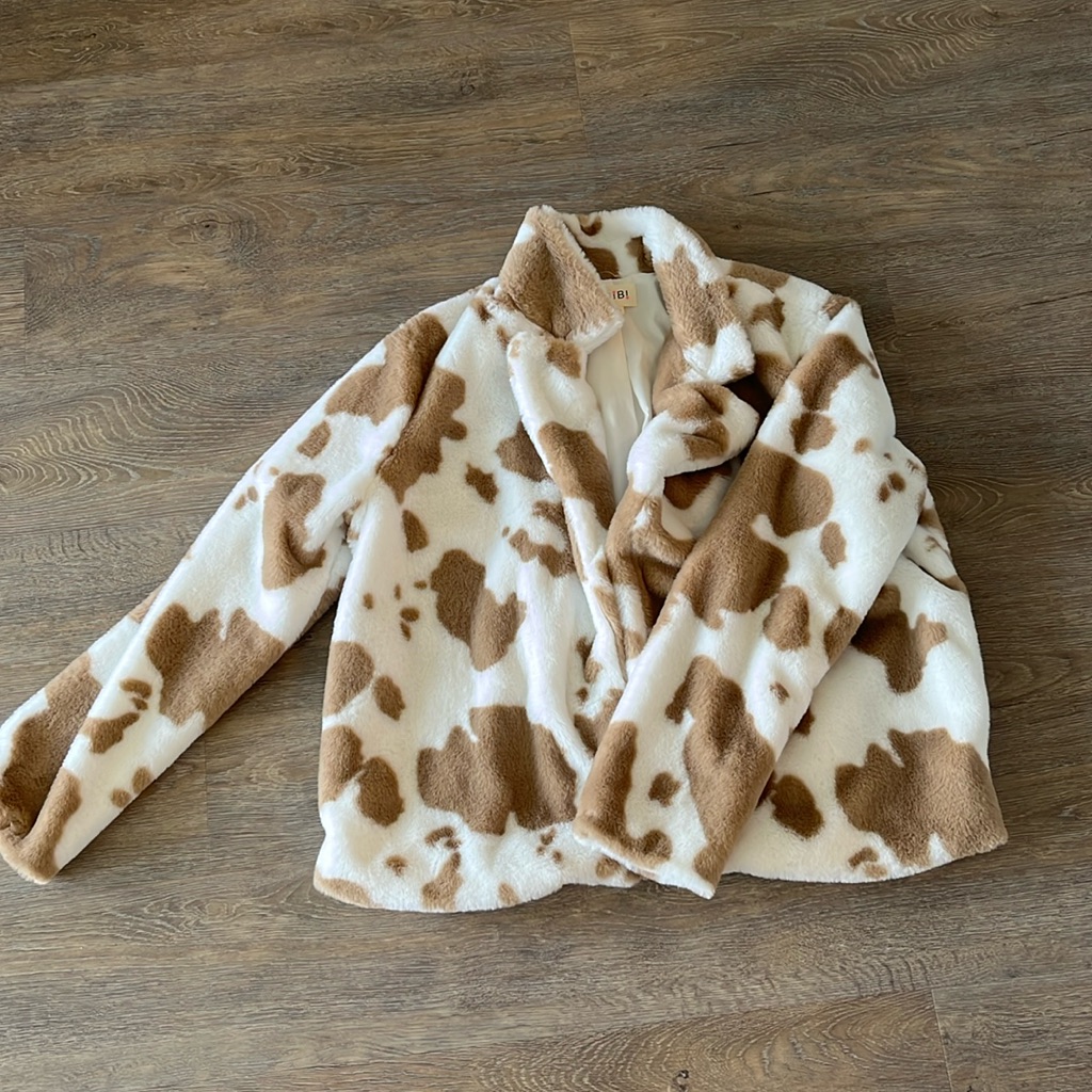 Fuzzy Cow Print Jacket